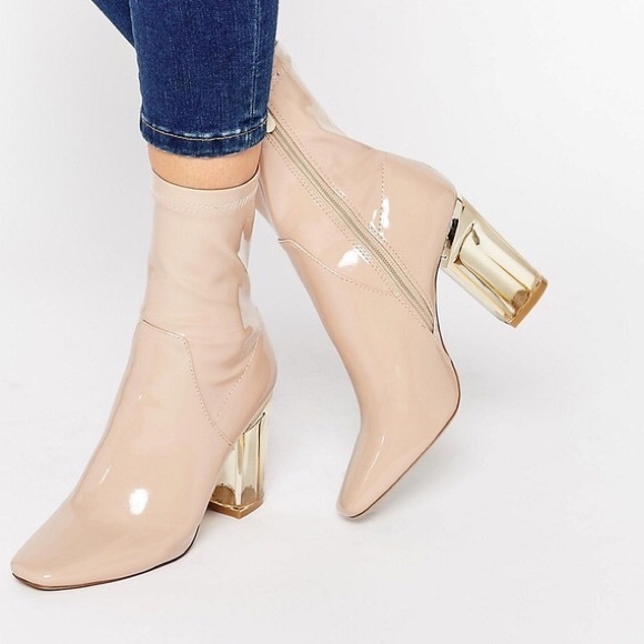 ASOS Shoes - ASOS Public desire nude booties clear chunky heel